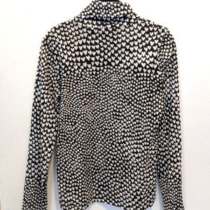 J. Crew Tissue Turtleneck in Allover Heart Print